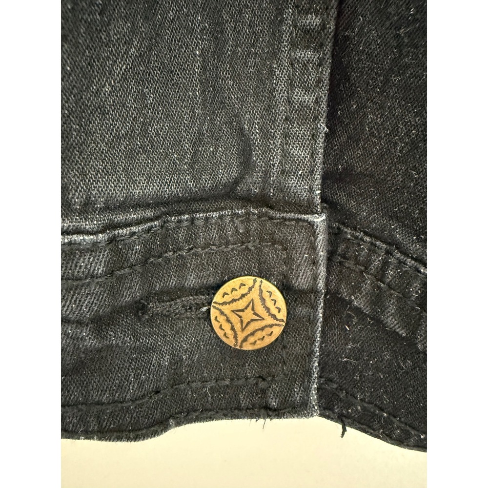 Vintage Diane Gilman DG2 Black‎ M Denim Embroidered Jean Jacket Western Aztec - Picture 10 of 16